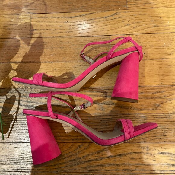 Sam Edelman Kit Ankle Strap Sandals Pink Suede Women's Size 8.5 EUC - Picture 5 of 11